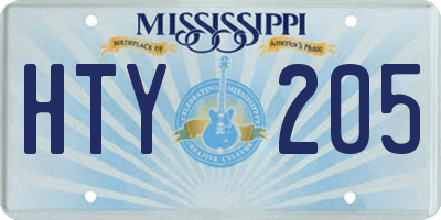 MS license plate HTY205