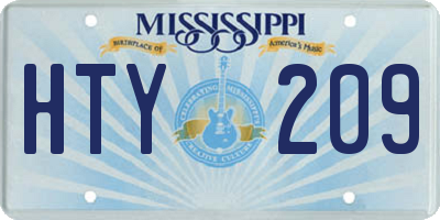 MS license plate HTY209