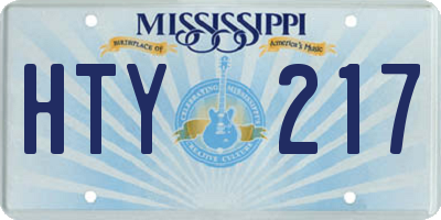 MS license plate HTY217