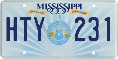 MS license plate HTY231