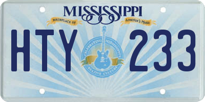 MS license plate HTY233