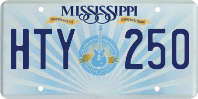 MS license plate HTY250