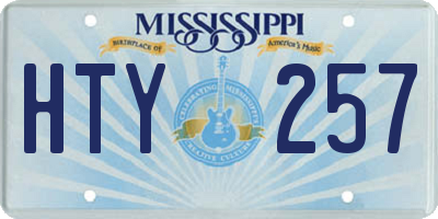 MS license plate HTY257