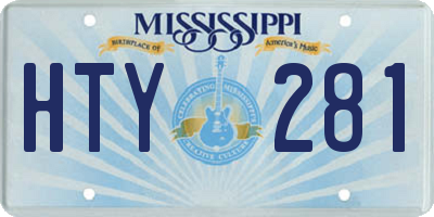 MS license plate HTY281