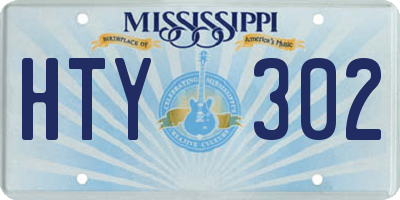 MS license plate HTY302