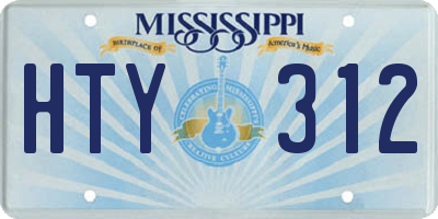 MS license plate HTY312