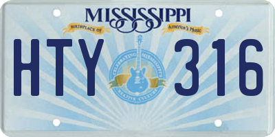 MS license plate HTY316