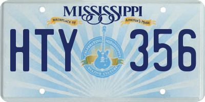 MS license plate HTY356