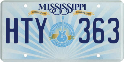 MS license plate HTY363