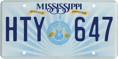 MS license plate HTY647