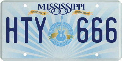 MS license plate HTY666