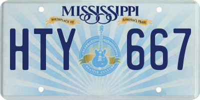 MS license plate HTY667