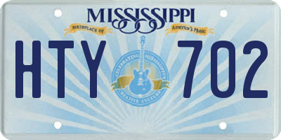 MS license plate HTY702