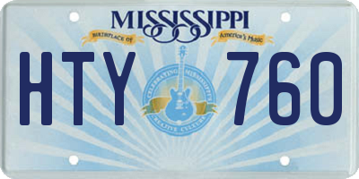 MS license plate HTY760