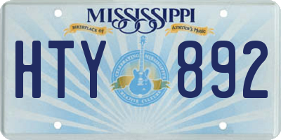 MS license plate HTY892