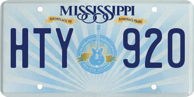 MS license plate HTY920