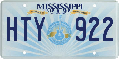 MS license plate HTY922