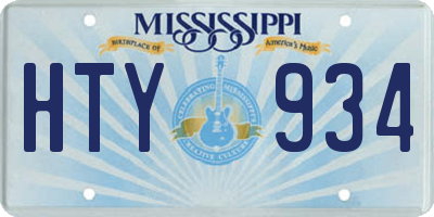 MS license plate HTY934
