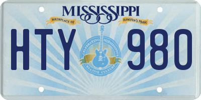 MS license plate HTY980