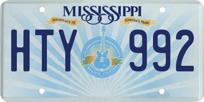 MS license plate HTY992