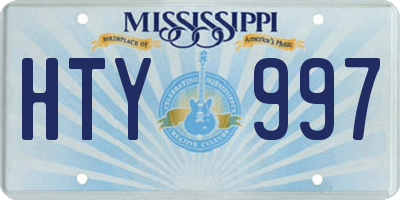 MS license plate HTY997