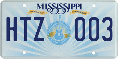MS license plate HTZ003