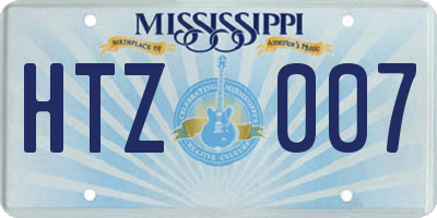 MS license plate HTZ007