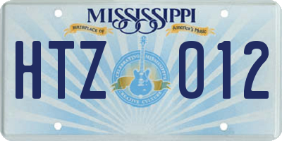 MS license plate HTZ012