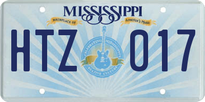 MS license plate HTZ017