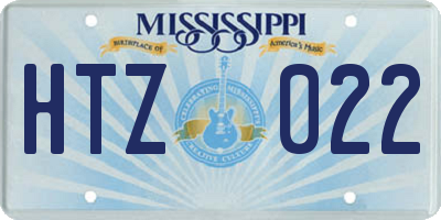 MS license plate HTZ022
