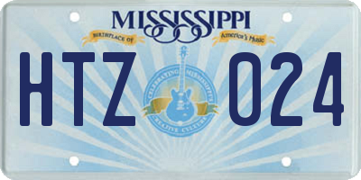 MS license plate HTZ024