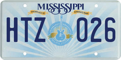 MS license plate HTZ026