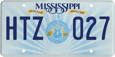 MS license plate HTZ027
