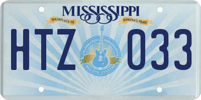 MS license plate HTZ033