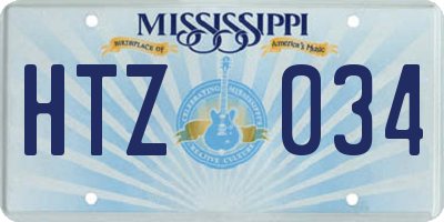 MS license plate HTZ034