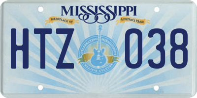 MS license plate HTZ038
