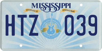MS license plate HTZ039