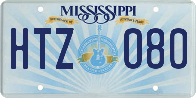 MS license plate HTZ080