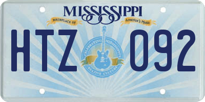 MS license plate HTZ092
