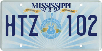 MS license plate HTZ102