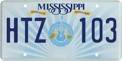 MS license plate HTZ103