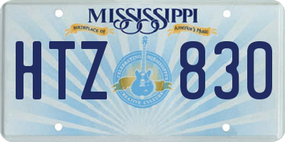 MS license plate HTZ830