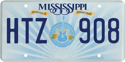 MS license plate HTZ908