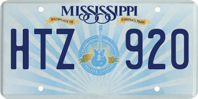 MS license plate HTZ920
