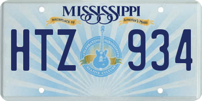 MS license plate HTZ934