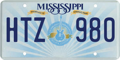 MS license plate HTZ980