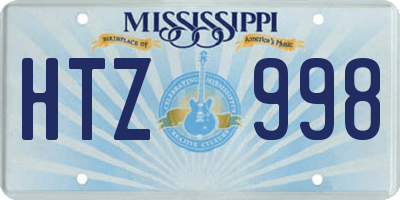 MS license plate HTZ998