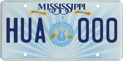 MS license plate HUA000