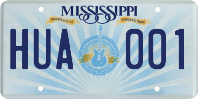 MS license plate HUA001