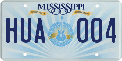 MS license plate HUA004